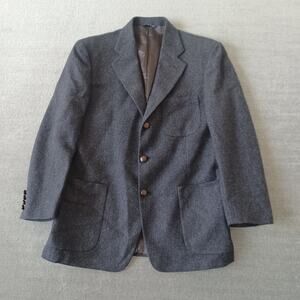 Old School Clothing Co Sport Coat Mens 40R Gray 100% Wool Academic Herringbone